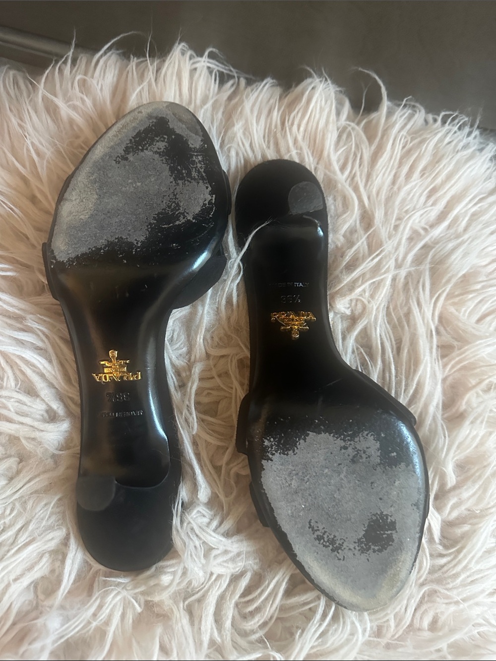 Prada Black Suede Scalloped Open-Toe Mules - Picture 5 of 7